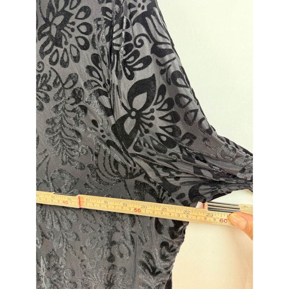 Soft Surroundings Black Burnout Velvet Floral Cowl Neck Tunic Rhinestone Cuff 1X - Picture 5 of 9
